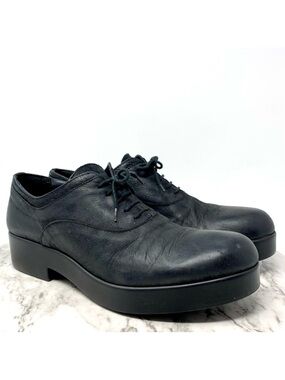 Fred Segal Black Leather Platform Oxfords 41 Avant Garde Blokecore Alternative